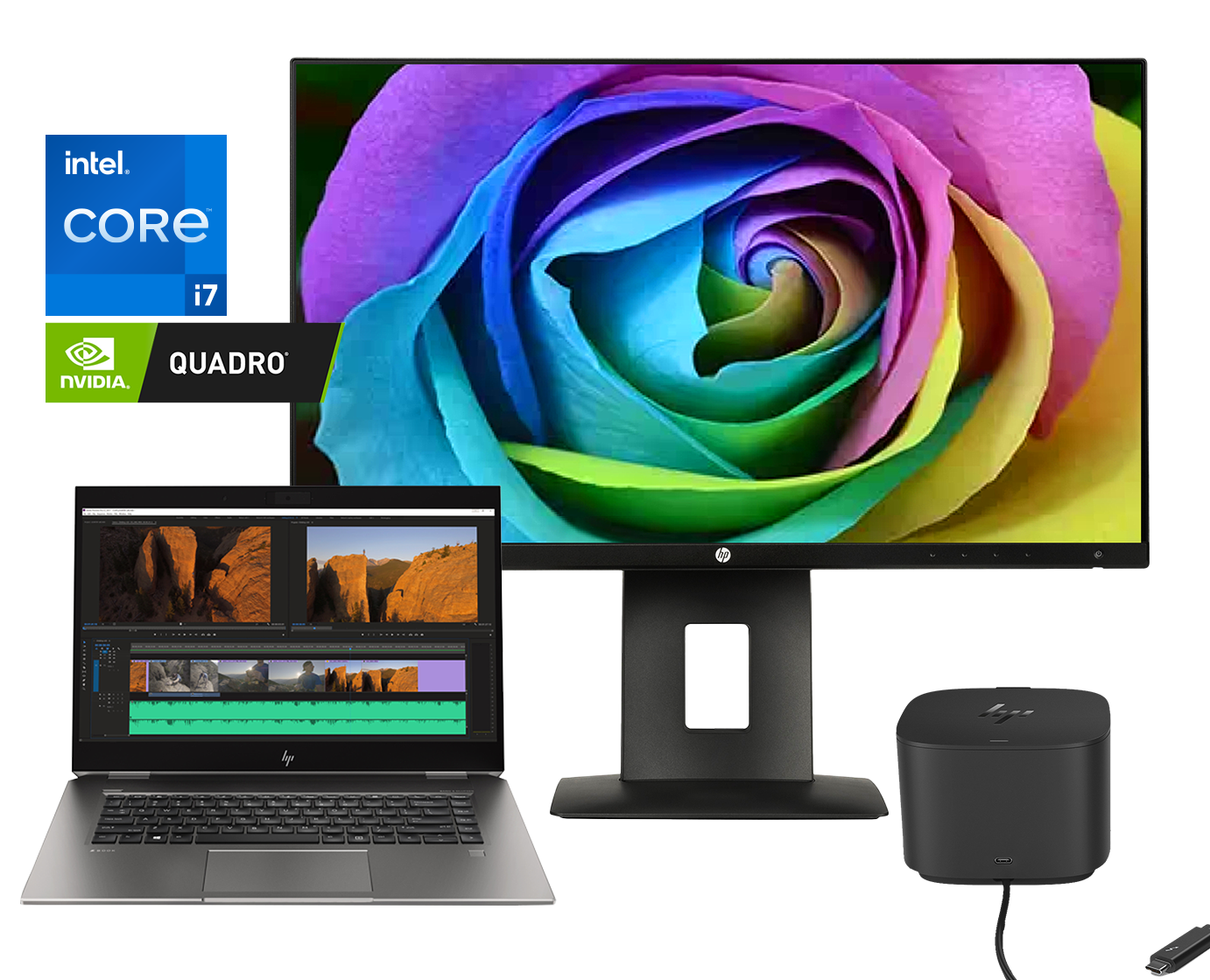 Of. Móvil HP Zbook 15 G5 + Z23n G2 / Core i7 8850h 2,6ghz / 16Gb ram / 512Gb ssd m.2 nvme / Nvidia Quadro P1000 4Gb / 15" FullHd / Monitor Externo 23" FullHD / Dock 230W / Win 11 Pro ¡Liquidación!