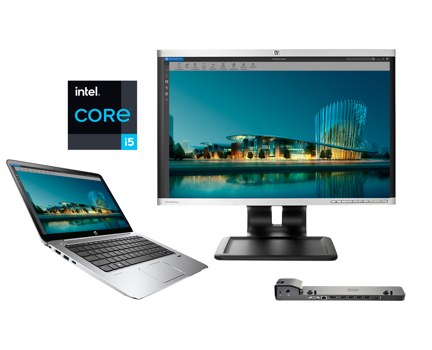 Oficina móvil Hp Elitebook 820 G3 / Core I5 6300u 2,4ghz / 8Gb ram / 500Gb / Monitor externo 22" ergonómico / Win 10 Pro ¡Liquidación!