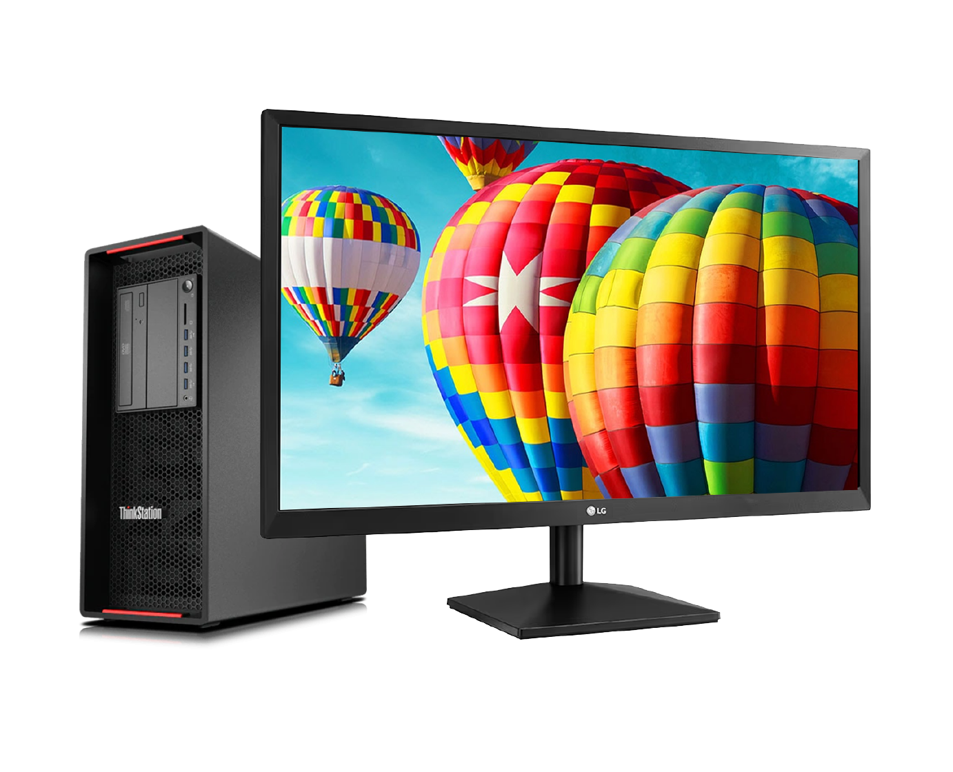Pack Lenovo Thinkstation P510 + LG 27mk430h-b / Xeon E5 1603v4 2,8ghz / 16Gb Ram ecc / 1Tb almacenamiento / Nvidia Quadro K2200 4Gb / 27" FullHD / Win 10 Pro ¡Ex-demo! + Monitor ¡NUEVO!