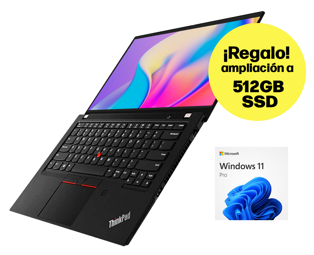 Lenovo Thinkpad T490 ¡REGALO AMPLIACIÓN 512GB SSD! / Core i5 8265u 1,6ghz / 16Gb ram / 256Gb ssd m2 / 14" FullHd / Win 11 Pro / ¡Liquidación!