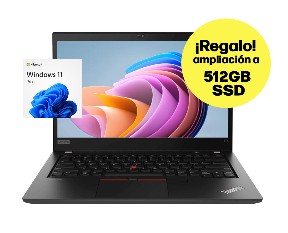 Lenovo Thinkpad T14 Gen1 ¡REGALO AMPLIACIÓN 512GB SSD! / Core i5 10310u 1,7ghz / 16Gb ram / 256Gb ssd m.2 / 14" FullHD / Win 11 Pro / ¡Liquidación!