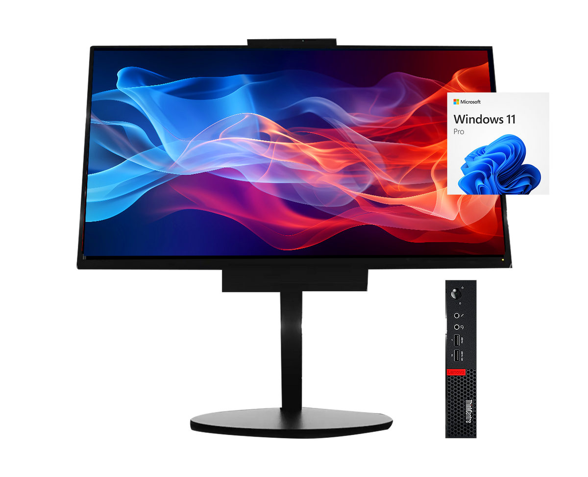 Lenovo ThinkCentre M920Q + A17TIO22 21.5” i5‑8500T, 8GB, 500GB, FHD, Webcam, ¡Ex-demo!!