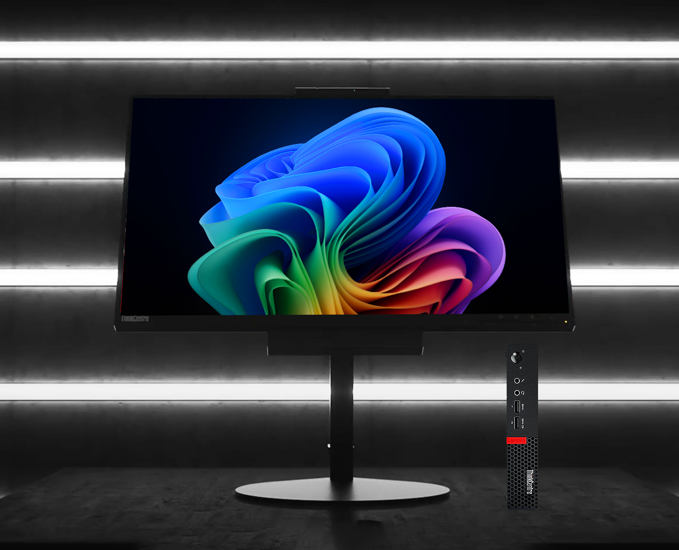 ¡Pack 2 en 1! Lenovo Thinkcentre M920Q + A17TIO22 / Core i5 8500t 2,1ghz / 8Gb ram / 500Gb / 21,5" FullHD / Webcam / Multimedia / Win 11 Pro ¡Ex-demo!