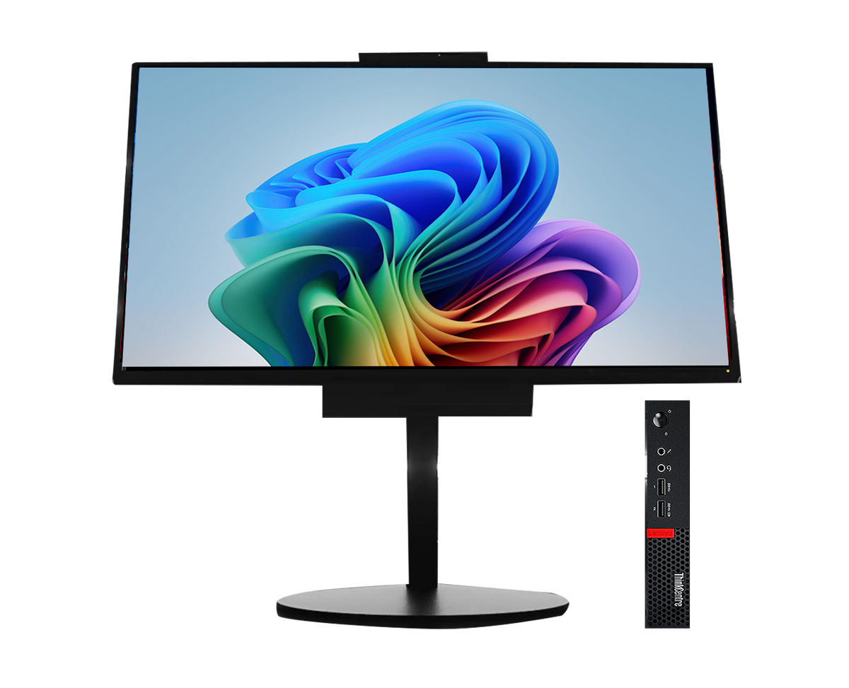 Lenovo ThinkCentre M920Q + A17TIO22 21.5” i5‑8500T, 8GB, 500GB, FHD, Webcam, ¡Ex-demo!!
