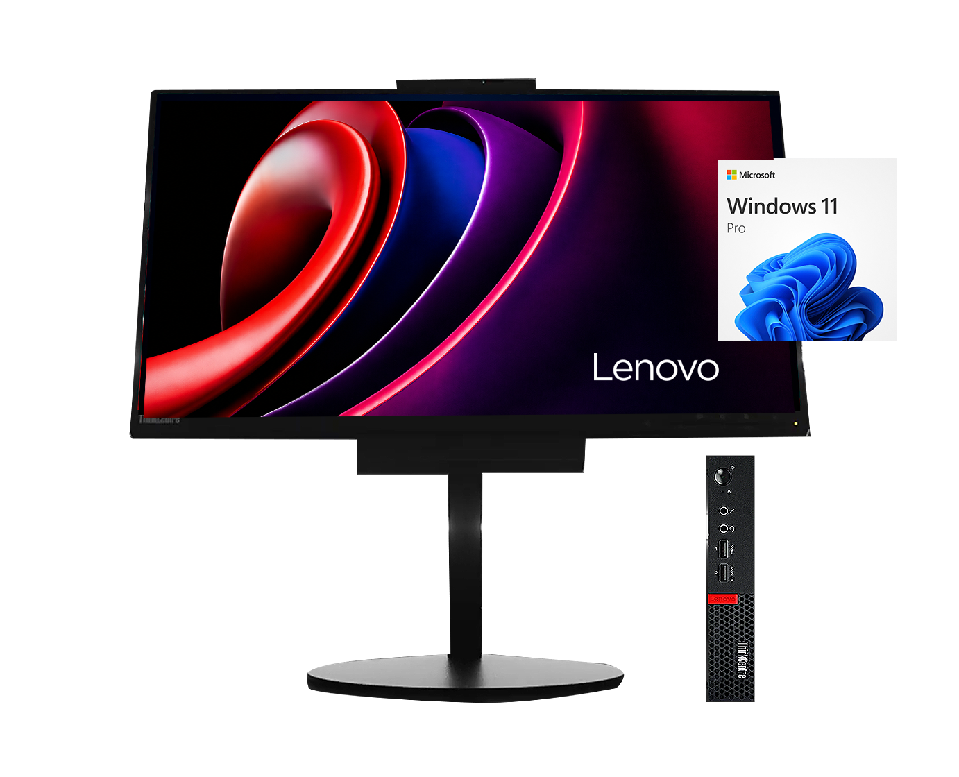 Lenovo Thinkcentre M920Q + monitor A17TIO22 i5‑8500T, 8GB, SSD 256GB, 22” FHD, Webcam, ¡Ex‑demo!