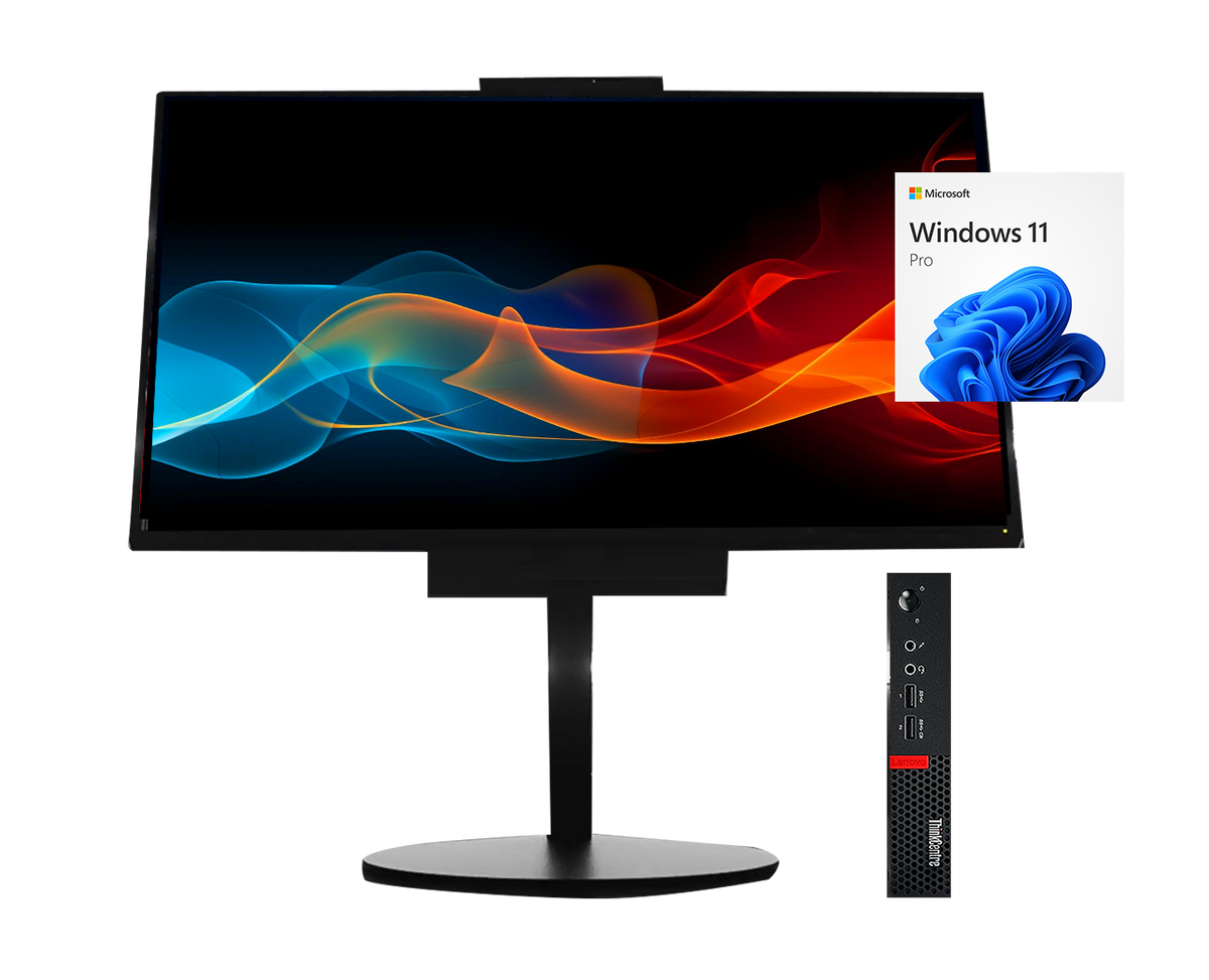 Lenovo ThinkCentre M920Q + A17TIO22 21.5” i5‑8500T, 8GB, 500GB, FHD, Webcam, ¡Liquidación!
