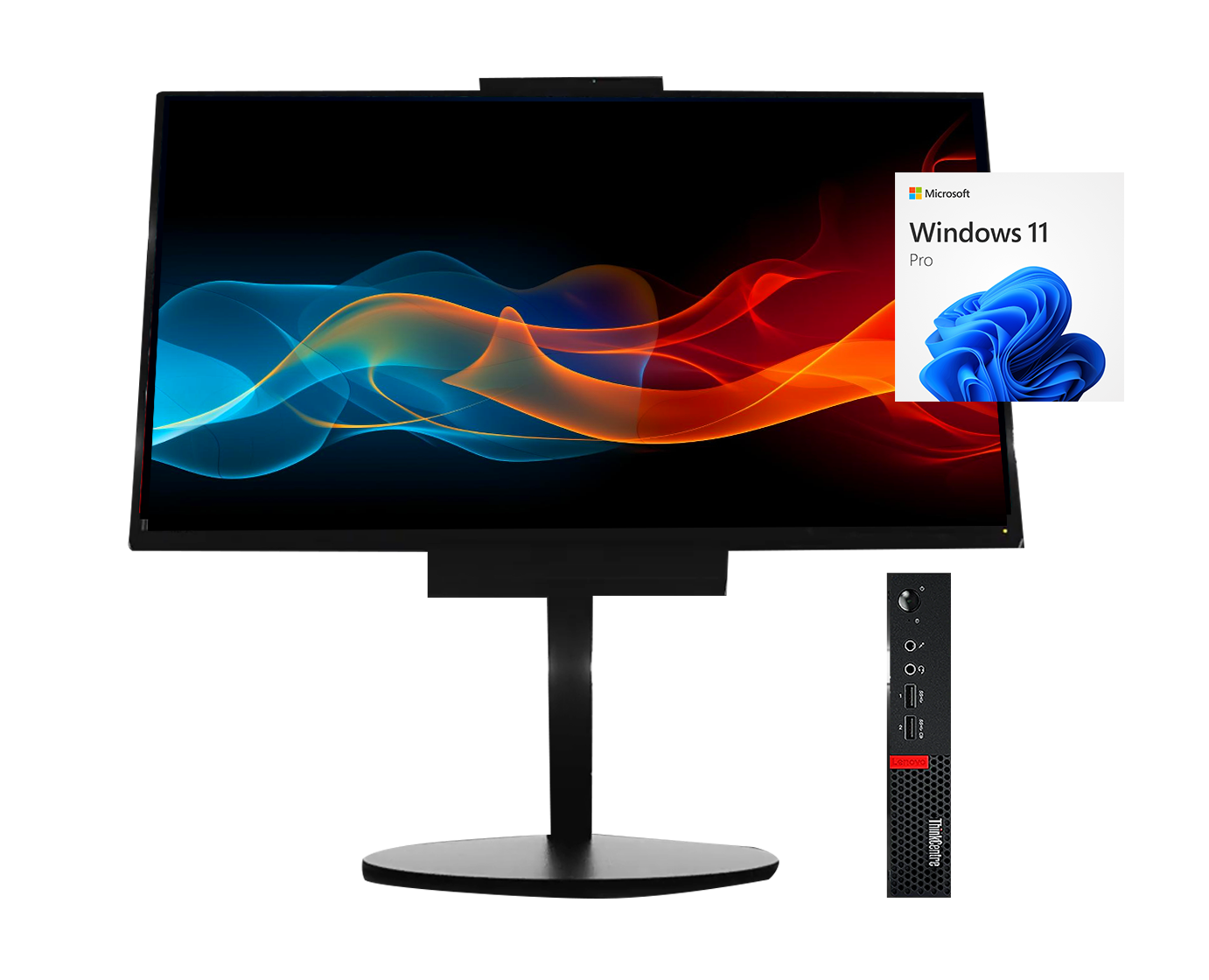 Lenovo ThinkCentre M920Q + A17TIO22 21.5” i5‑8500T, 8GB, 500GB, FHD, Webcam, ¡Liquidación!