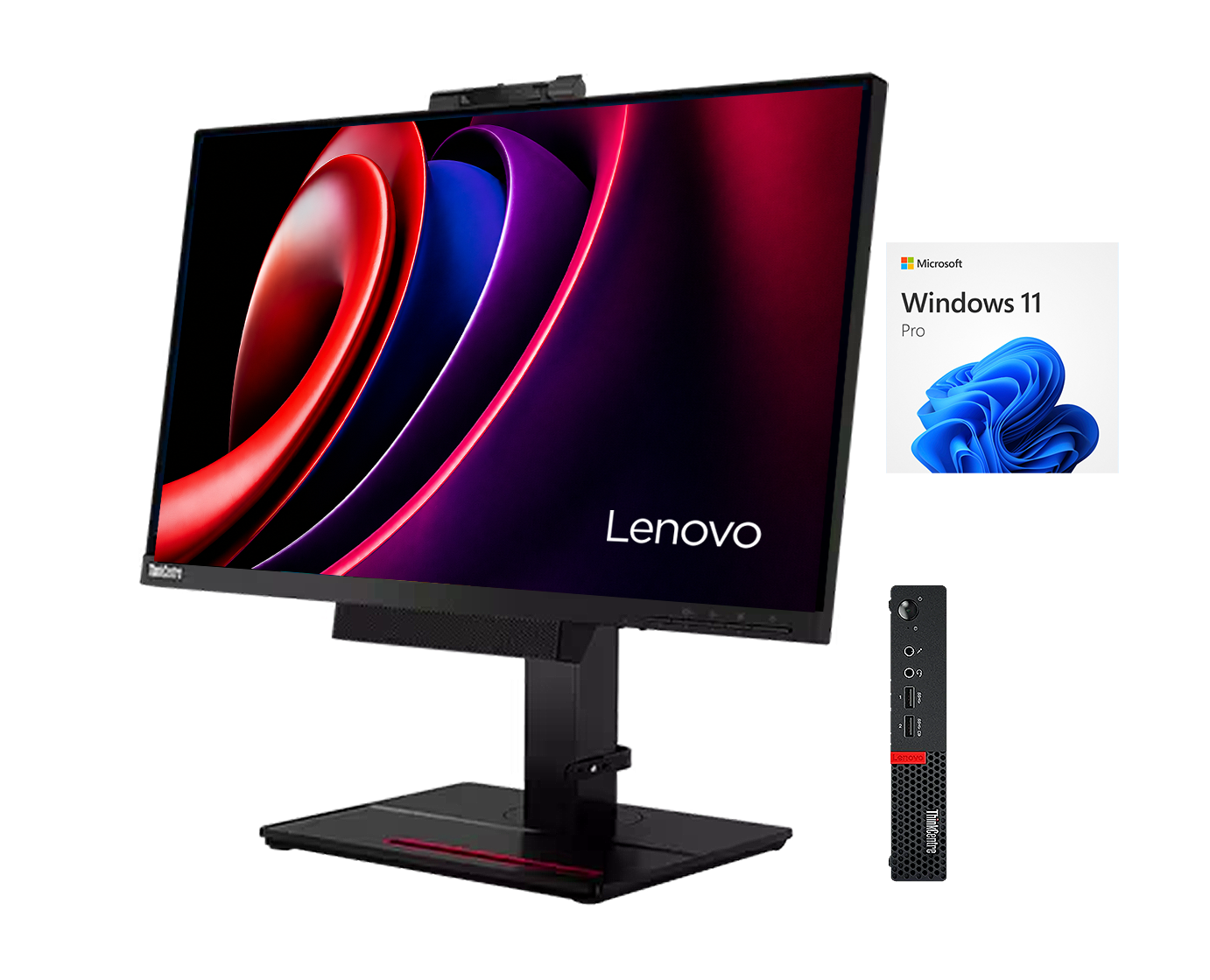 Lenovo Thinkcentre M920Q + monitor A17TIO22 i5‑8500T, 8GB, SSD 256GB, 22” FHD, Webcam, ¡Ex‑demo!