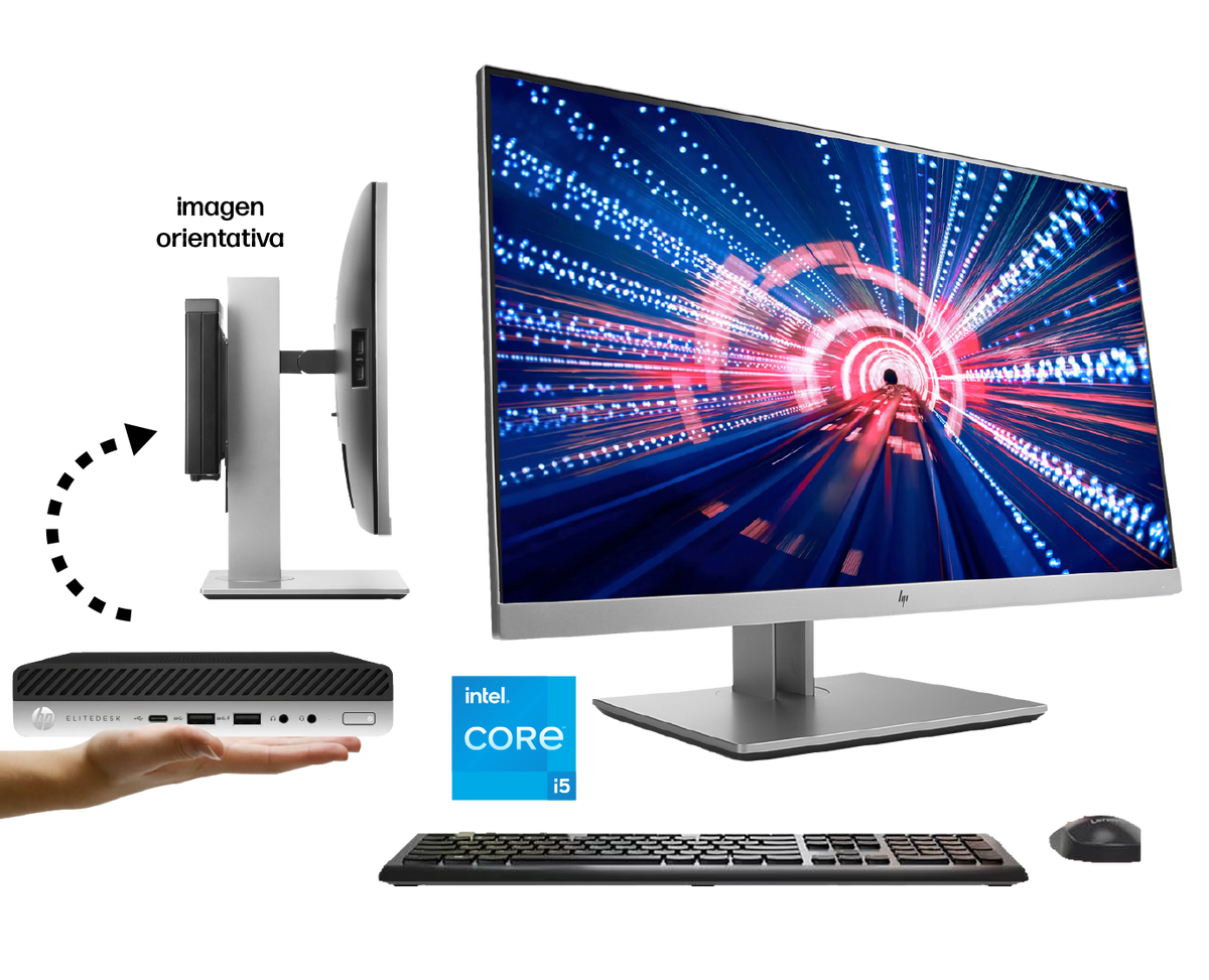 Pack HP Prodesk 600 G5 + Elitedisplay E233 / Core i5 9500t 2,2ghz / 8Gb de ram / 256Gb ssd m.2 nvme / 23" FullHD / Wifi / Win 11 Pro ¡Ex-demo!