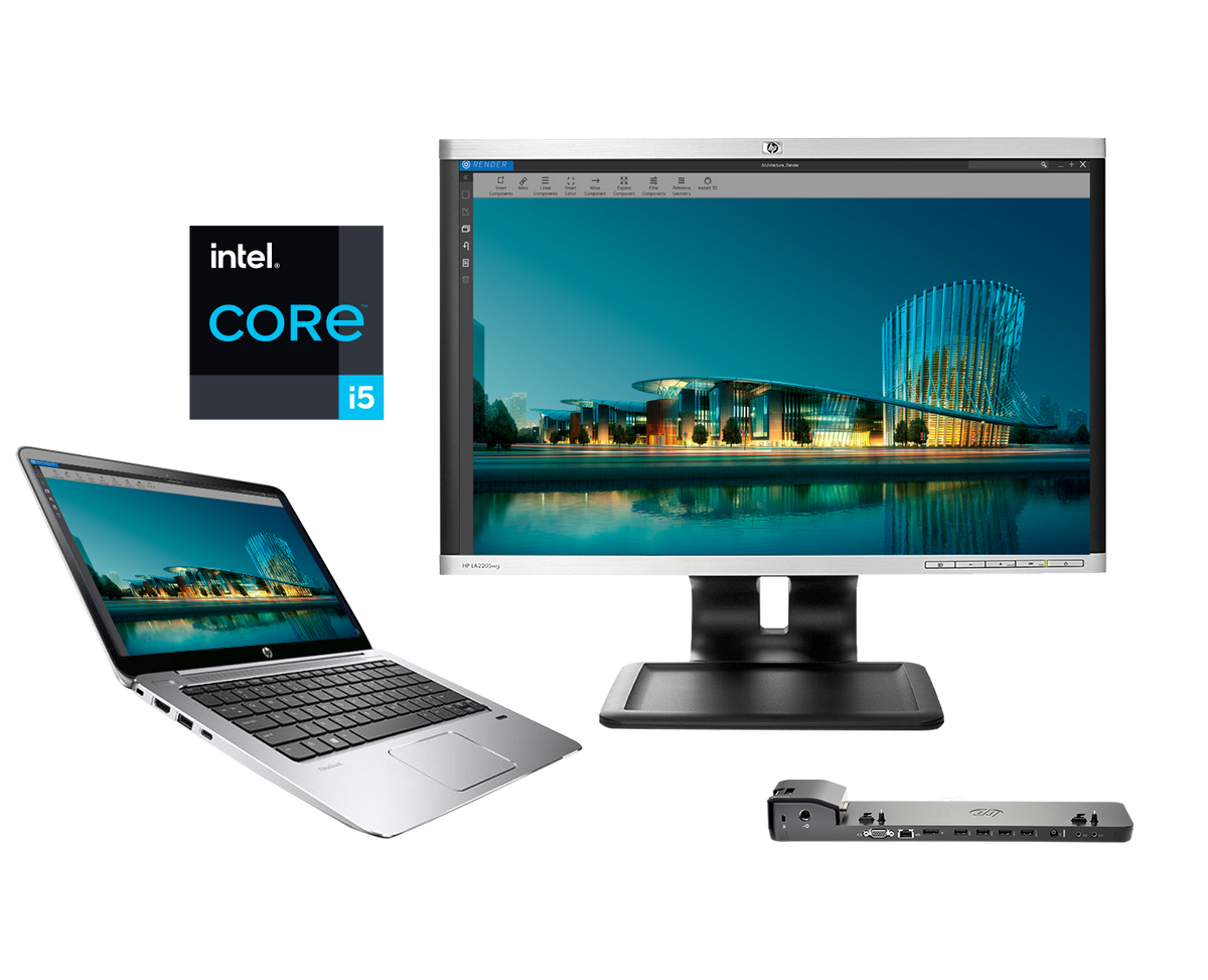 Oficina móvil Hp Elitebook 820 G3 / Core I5 6300u 2,4ghz / 8Gb ram / 500Gb / Monitor externo 22" ergonómico / Win 10 Pro ¡Liquidación!