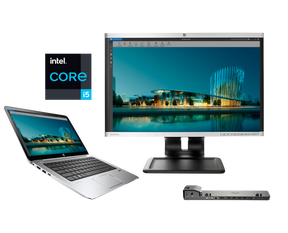 Oficina móvil Hp Elitebook 820 G3 / Core I5 6300u 2,4ghz / 8Gb ram / 500Gb / Monitor externo 22" ergonómico / Win 10 Pro ¡Liquidación!