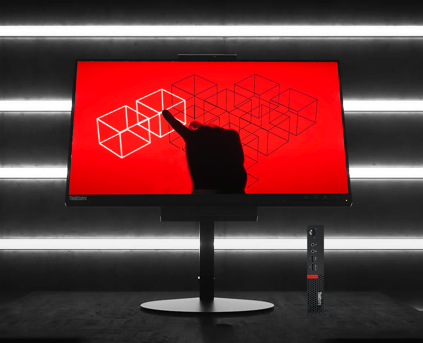 ¡Pack 2 en 1! Lenovo Thinkcentre M920Q + A17TIO22 / Core i5 8500t 2,1ghz / 8Gb ram / 128Gb ssd m.2 / 21,5" FullHd / Webcam / Multimedia / Win 11 Pro ¡Ex-demo!